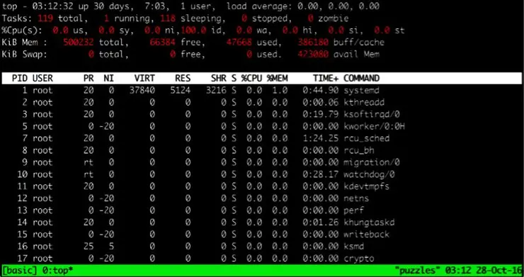 top в tmux